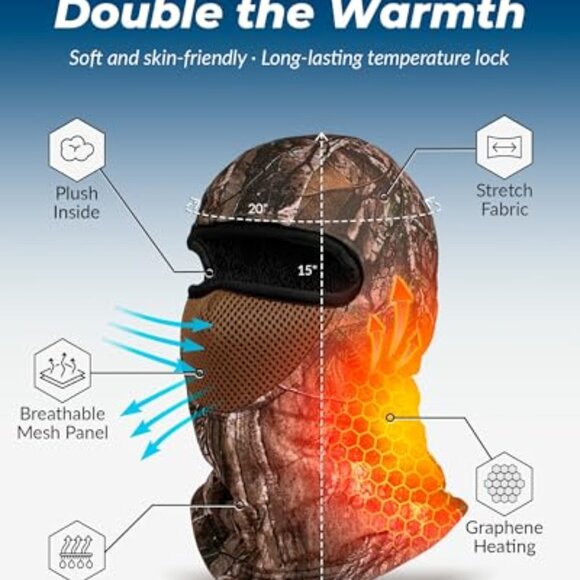 Graphene Heated Balaclava Neck Gaiter Unisex Winter Ski Snowboard Motorcycle main image 6